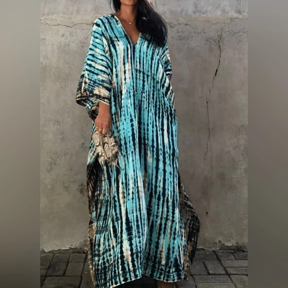 Jenny Elegant Bohemian Kaftan Maxi Dress Swimsuit Coverup - Picture 7 of 13